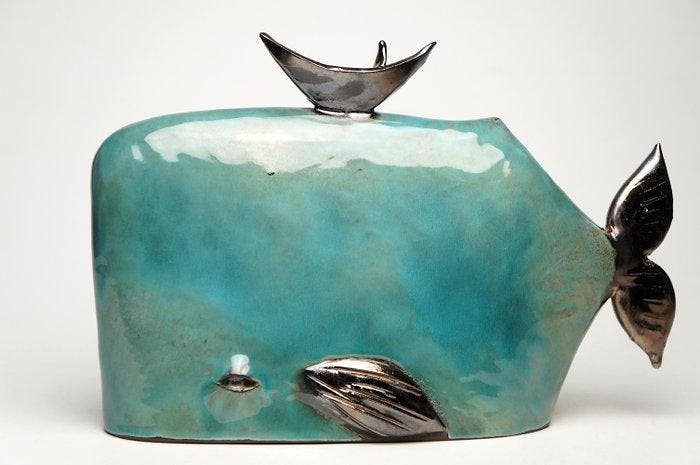 Urszula Despet - Whale with Boat, Antiquités & Art, Art | Objets design