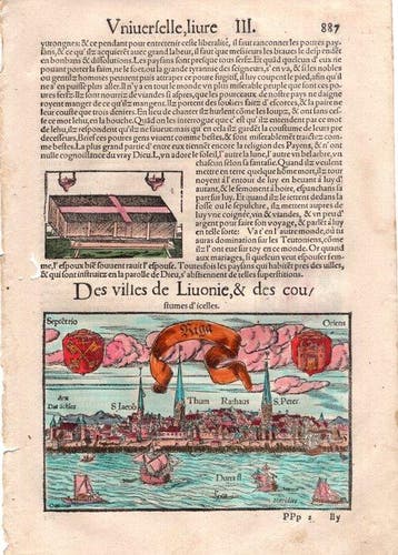 Letland - Riga; Sebastian Münster - Veduta prospettica della, Boeken, Nieuw