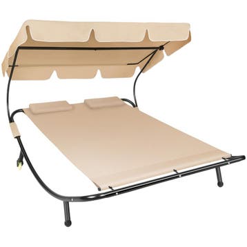 tectake Ligbed voor 2 personen - zwart/beige, Jardin & Terrasse, Ensembles de jardin, Verzenden