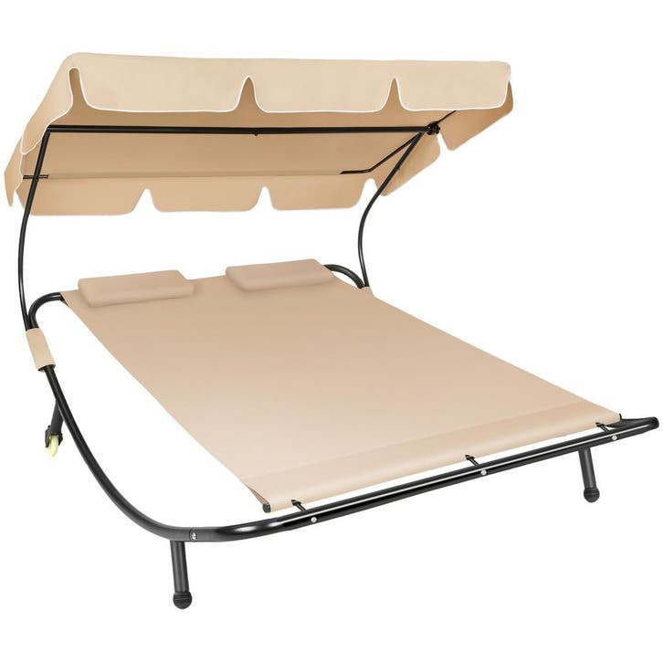 tectake Ligbed voor 2 personen - zwart/beige, Tuin en Terras, Tuinsets en Loungesets, Verzenden