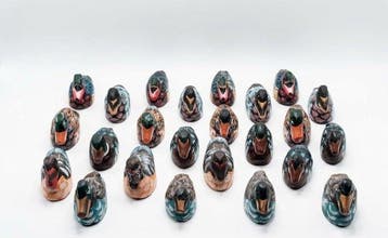 Sculpture, Collection of 24 Vintage Miniature Wooden Duck