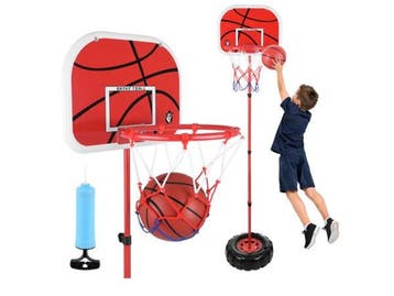 Veiling - Basketbalmand 170cm met bal en pomp, Nieuw