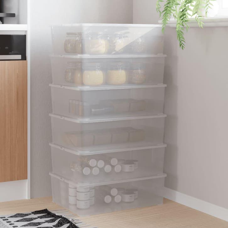 vidaXL Opbergboxen 6 st stapelbaar 25 L kunststof, Doe-het-zelf en Bouw, Kratten en Dozen, Nieuw, Verzenden