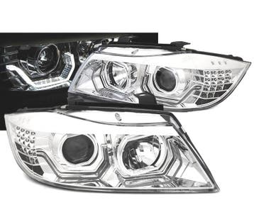 Phares Pour Bmw E90 E91 05-08 Angel Eyes 3D Chromé, Verzenden