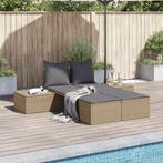 vidaXL Ligbed 2-persoons met kussens poly rattan beige, Verzenden