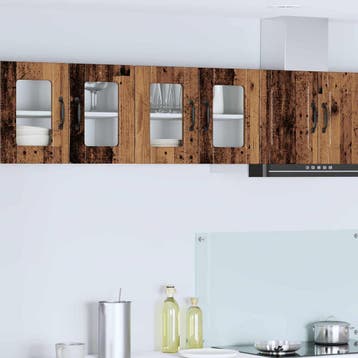 vidaXL Wandglas Kasten PORTO 2 st Oudhout Bewerkt hout, Huis en Inrichting, Kasten | Overige, Verzenden, Nieuw