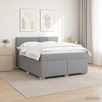 vidaXL Boxspringbed met matras en LED Lichtgrijs 140 x 200, Verzenden