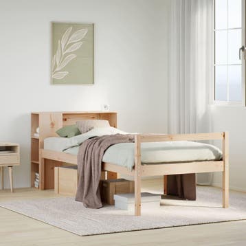 vidaXL Bed met boekenkast zonder matras massief grenenhout, Huis en Inrichting, Verzenden, Nieuw