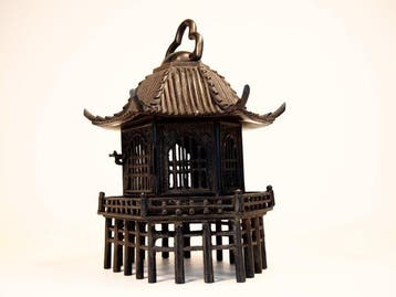 Rare Bronze Hexagonal Temple Lantern by Kimura Toun - Highly