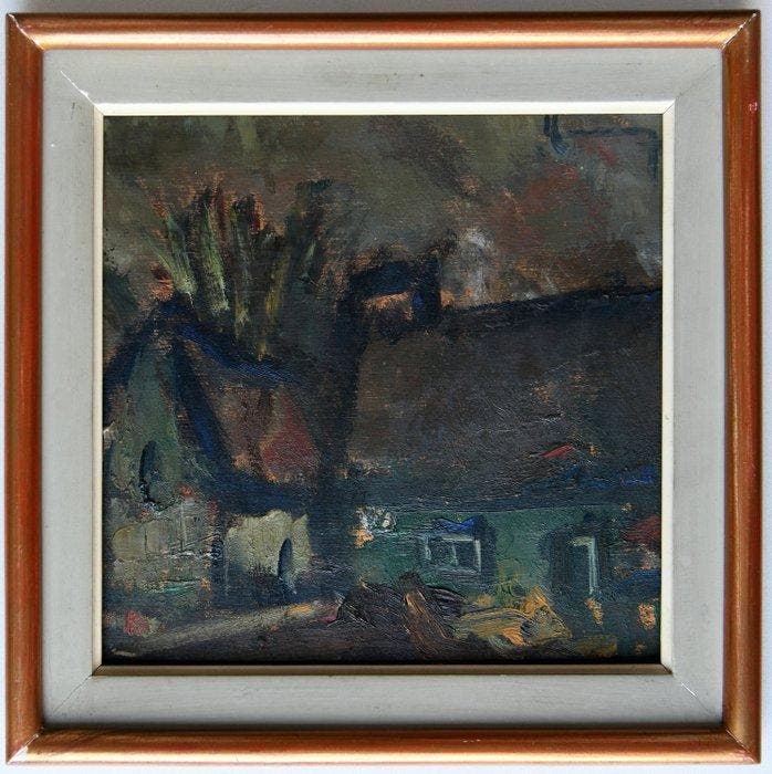 Latemse school (XX), naar Permeke (1886-1952) - Boerderij, Antiek en Kunst, Kunst | Schilderijen | Klassiek
