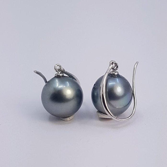 Zonder minimumprijs - Oorbellen Zilver - 9×10 mm Tahitiaanse, Bijoux, Sacs & Beauté, Boucles d'oreilles