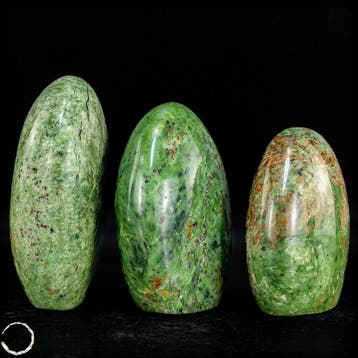 Natuurlijke chrysoprase vrijvorm-set – levendige groentinten