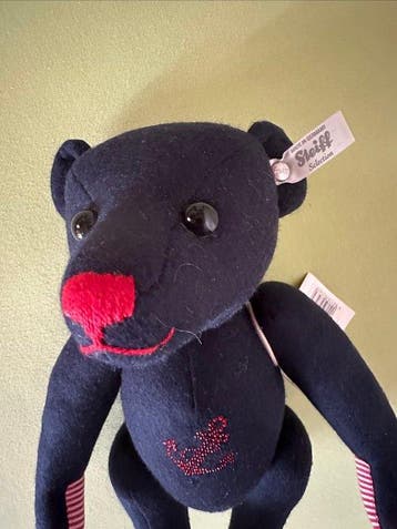 Steiff - Ours en peluche Filzteddybär 32 dunkelblau -, Antiquités & Art