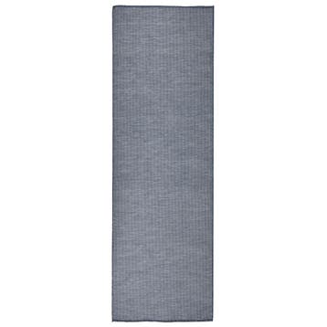 vidaXL Buitenkleed platgeweven 80x250 cm blauw, Verzenden