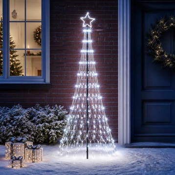 vidaXL LED kerstboom EKENAS 180 cm 230 LEDs Koel wit IJzer, Verzenden, Nieuw