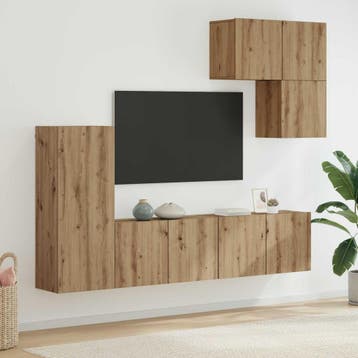 vidaXL TV Wand Eenheid 5 st Artisan Eiken Bewerkt hout, Verzenden, Nieuw