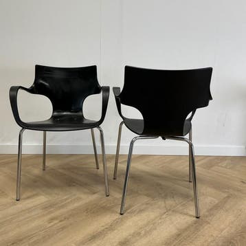 set van 2 Workliving Jim stoelen, zwart - chroom, Huis en Inrichting, Gebruikt, Eén
