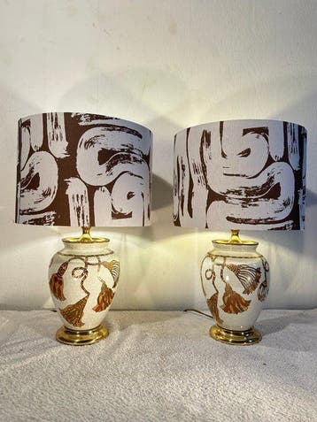 Tafellamp (2) - Rope / Tassel Lamp - Keramiek, Messing,, Huis en Inrichting, Nieuw