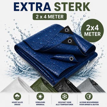 Dekzeil 2 x 4 m, 110 g/m² ultrasterk, 12 ringen, versterk.., Doe-het-zelf en Bouw, Zeil en Folie, Ophalen of Verzenden, Nieuw