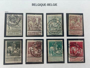 België 1910/1911 - 3 Volledige Caritas reeksen waaronder, Gestempeld
