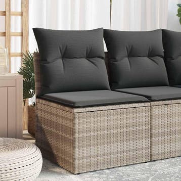 vidaXL Tuinstoel zonder armleuning met kussens poly rattan, Verzenden