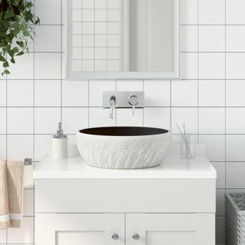 vidaXL Opzetwasbak rond 41x14 cm keramiek zwart en grijs, Bricolage & Construction, Verzenden