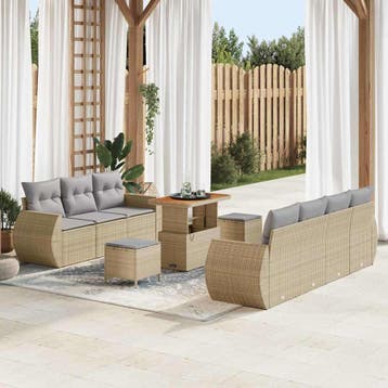 vidaXL Tuinbank Set 10 st 7-Aantal zitplaatsen Beige en, Verzenden