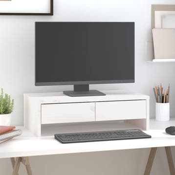 vidaXL Monitorstandaard 50x27x15 cm massief grenenhout wit, Verzenden, Nieuw