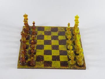 AmberSoulStudio - Schaakspel - Handmade Baltic Amber Chess