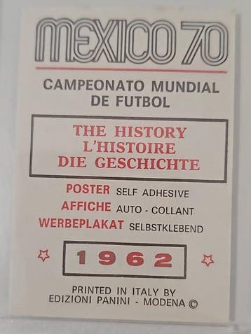 1970 Panini Manifesto/Affiche/Poster Mexico 70 Chili 1962 -, Collections