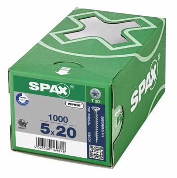 Spax universele schroef 5x20 T20 WIROX – 1000 stuks, Verzenden, Nieuw