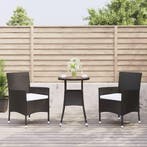 vidaXL 3-delige Bistroset met kussens poly rattan zwart, Verzenden, Nieuw