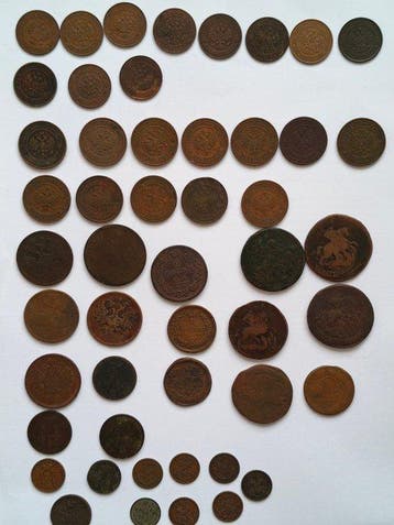 Rusland. Lot of 50 coins, various denominations XVIII/XIX