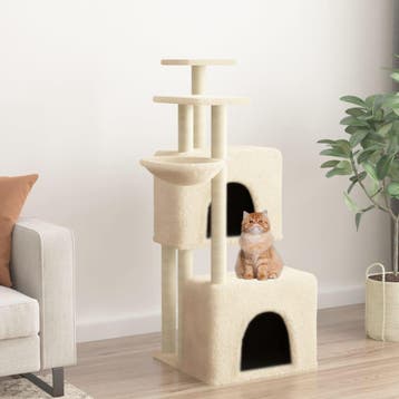 vidaXL Kattenmeubel met sisal krabpalen 122 cm crèmekleurig, Verzenden