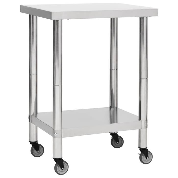 vidaXL Keukenwerktafel met wielen 60x45x85 cm roestvrij, Zakelijke goederen, Horeca | Overige, Verzenden