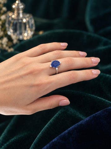 Lapis Lazuli Ring van 925 sterlingzilver | met rhodiumplaag-, Collections