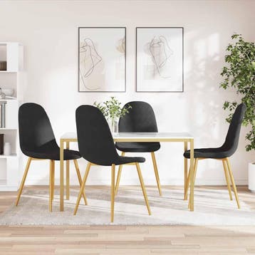 vidaXL Eetkamerstoelen 4 st fluweel zwart, Verzenden, Nieuw