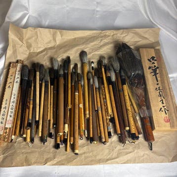 Groot lot 64: Vintage Japanse Shodo-borstels van Hakubundo,