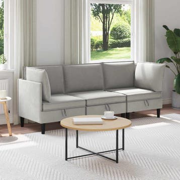 vidaXL Woonkamer Meubelset 3 st Lichtgrijs Stof, Huis en Inrichting, Verzenden, Nieuw