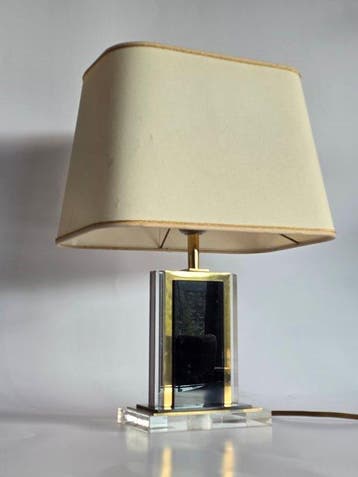 Tafellamp - Messing, lucite plexiglas - Hollywood Regency