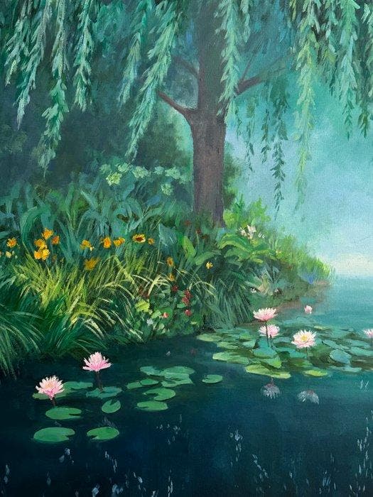 Poriya Shakiba - Whispers of Willow and Water, Antiquités & Art, Art | Peinture | Moderne