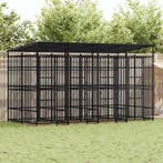 vidaXL Hondenkennel met dak 7,37 m² staal, Verzenden, Nieuw