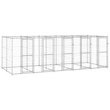 vidaXL Hondenkennel 12,1 m² gegalvaniseerd staal, Verzenden