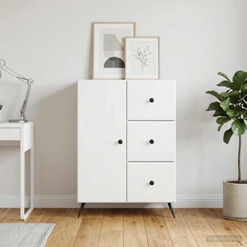 vidaXL Dressoir Hoogglans Wit 66 x 34,5 x 90 cm Bewerkt hout, Verzenden, Nieuw