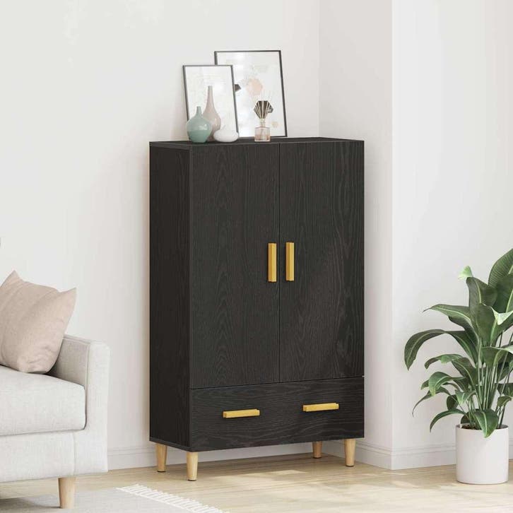vidaXL Highboard met lade Zwart Eiken 70 x 31 x 115 cm, Maison & Meubles, Armoires | Dressoirs, Envoi
