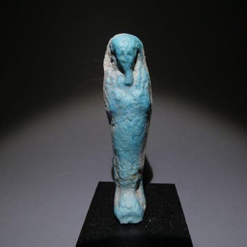 Oud-Egyptisch Faience Shabti blauwe kleur, 7 cm hoog. Late