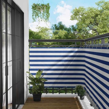 vidaXL Balkonscherm Blauw en Wit 110 x 600 cm Oxford Stof, Verzenden