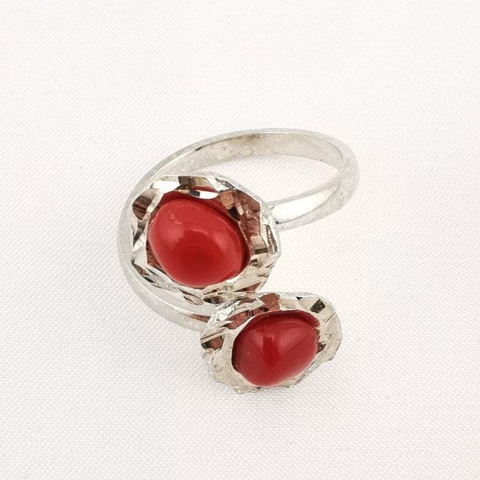 Koraal - Verguld - Ring - Italiaans ambacht, Antiquités & Art, Curiosités & Brocante