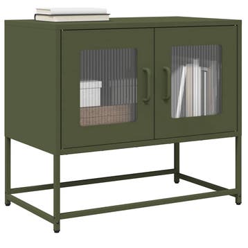vidaXL Tv-meubel 68x39x60,5 cm koudgewalst staal olijfgroen, Verzenden