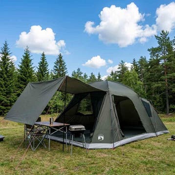 vidaXL Huisje Tent met dak Legergroen 12-Persoons Polyester, Caravans en Kamperen, Tenten, Verzenden, Nieuw